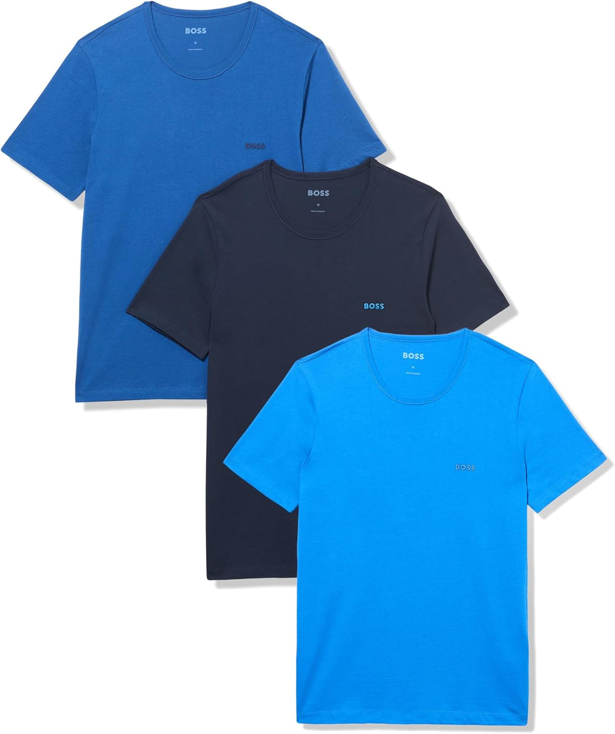 Kit 3 camisetas Hugo Boss masculinas de algodão e gola redonda