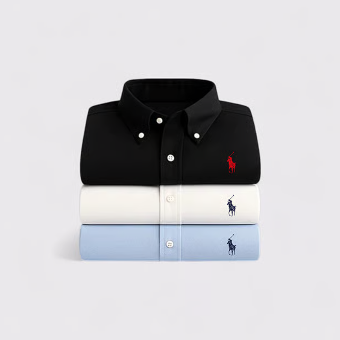 Kit 3 Camisas Oxford Clássicas de Manga Comprida da Ralph Lauren