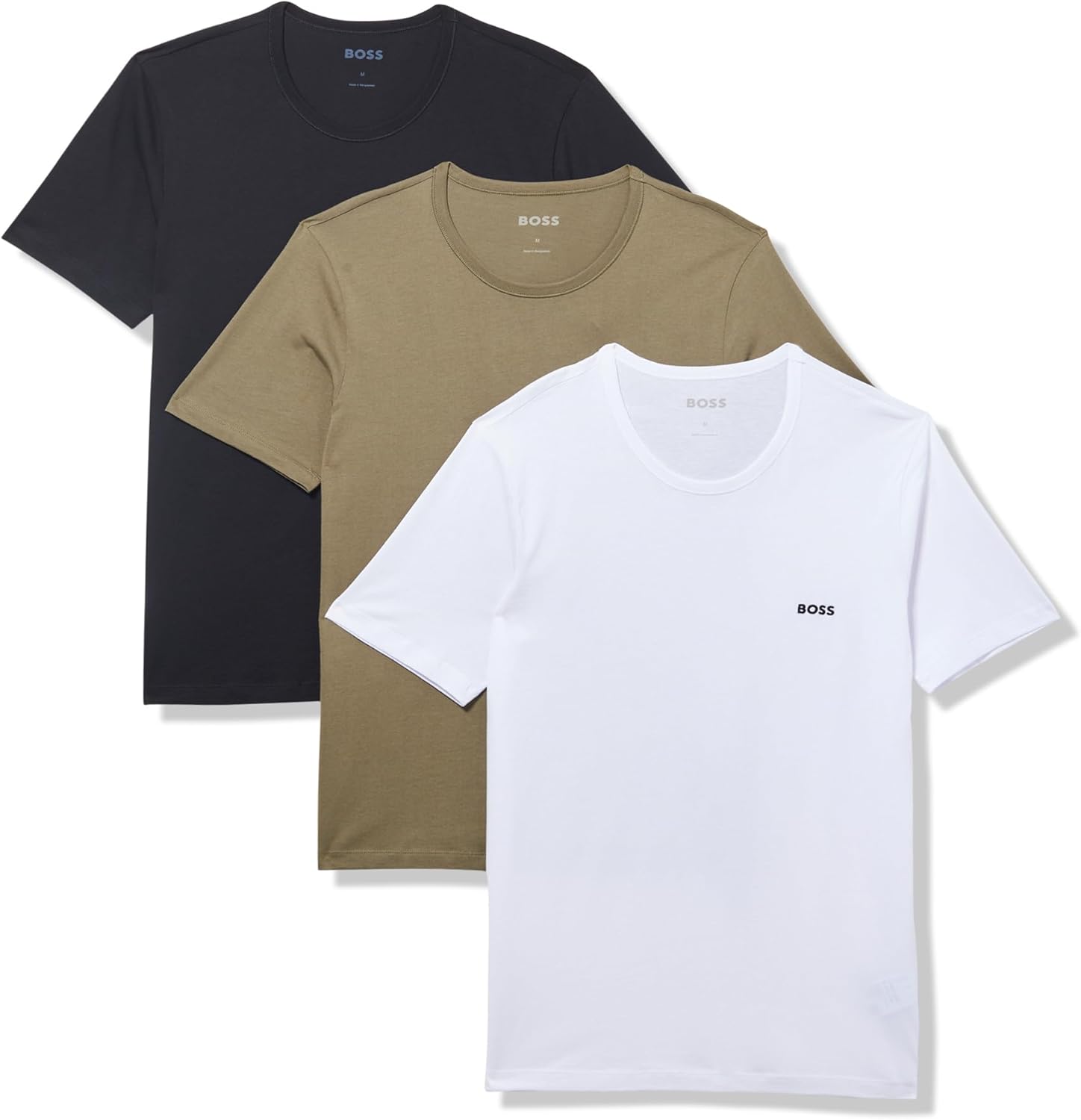 Kit 3 camisetas  Hugo Boss masculinas de algodão e gola redonda