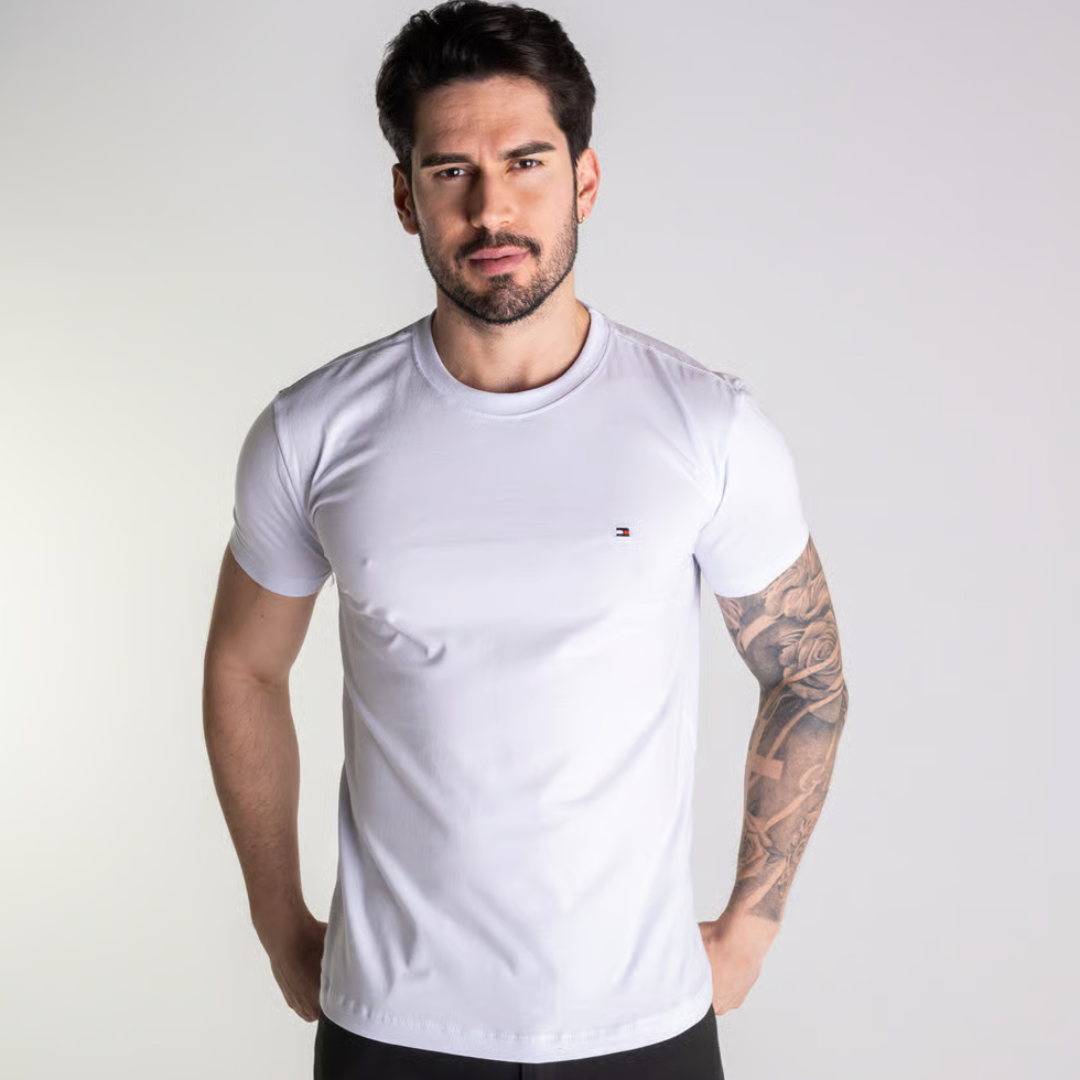 Kit 3 Tommy Hilfiger Basica Shirts