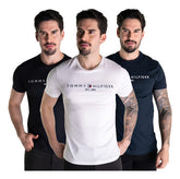 Kit 3 Camiseta Tommy Hilfiger 1985 3un - Preto/branco/azul